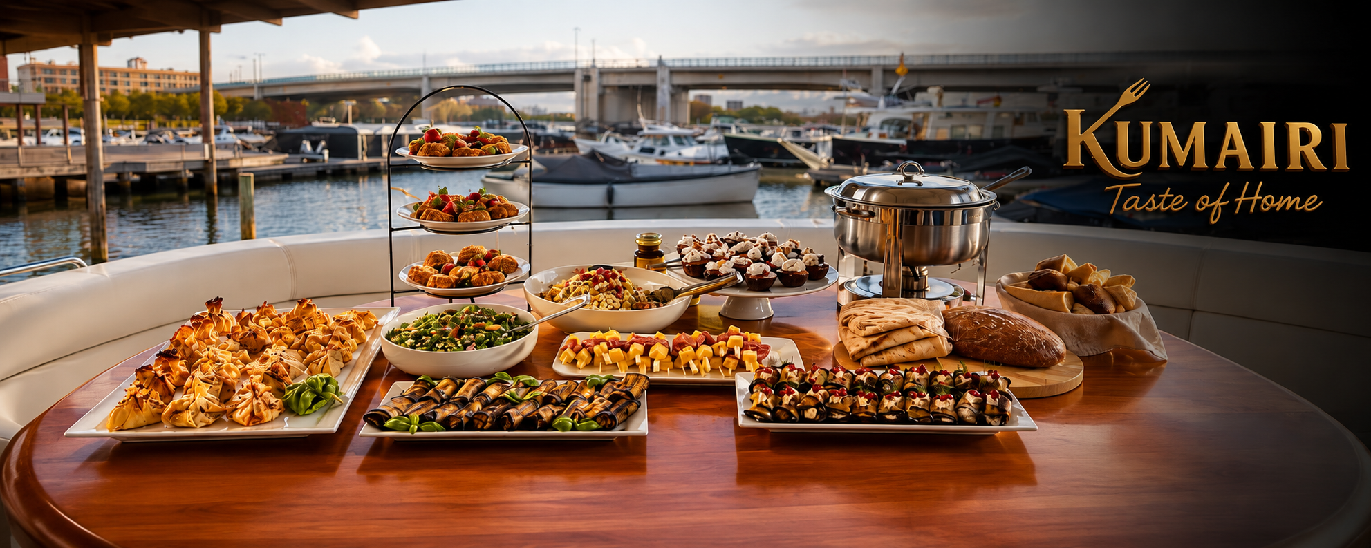 Kumairi cateringbuffet met Armeense gerechten op een boot in Amsterdam